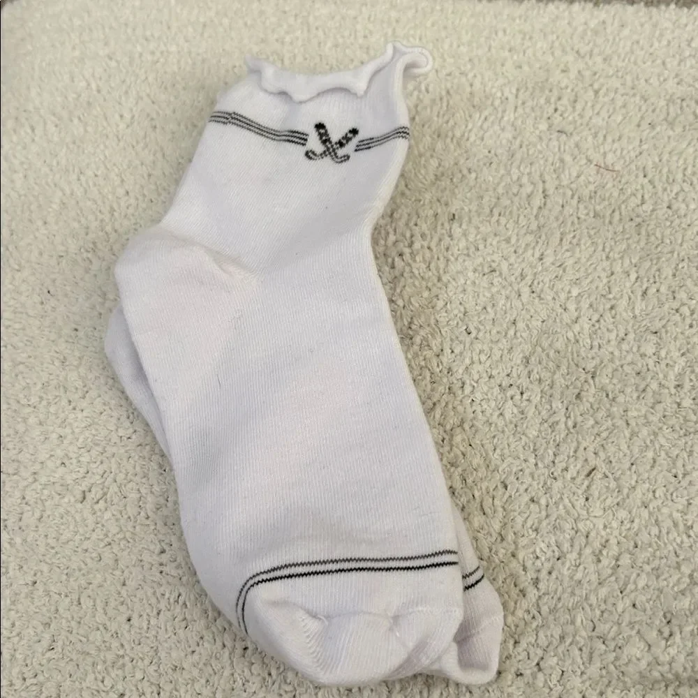 STEMS bundle crew  Golf Lettuce Edge Ankle Socks - White Winter plush cable grey